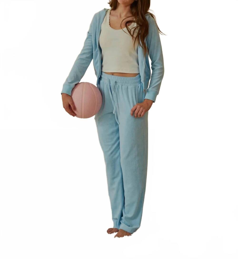 NEW THEME girl's anchor terry wide leg pant in slate